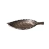CHEMIN DE CAMPAGNE - Mangeoire à oiseaux feuille abreuvoir jardin en fonte marron 26cm