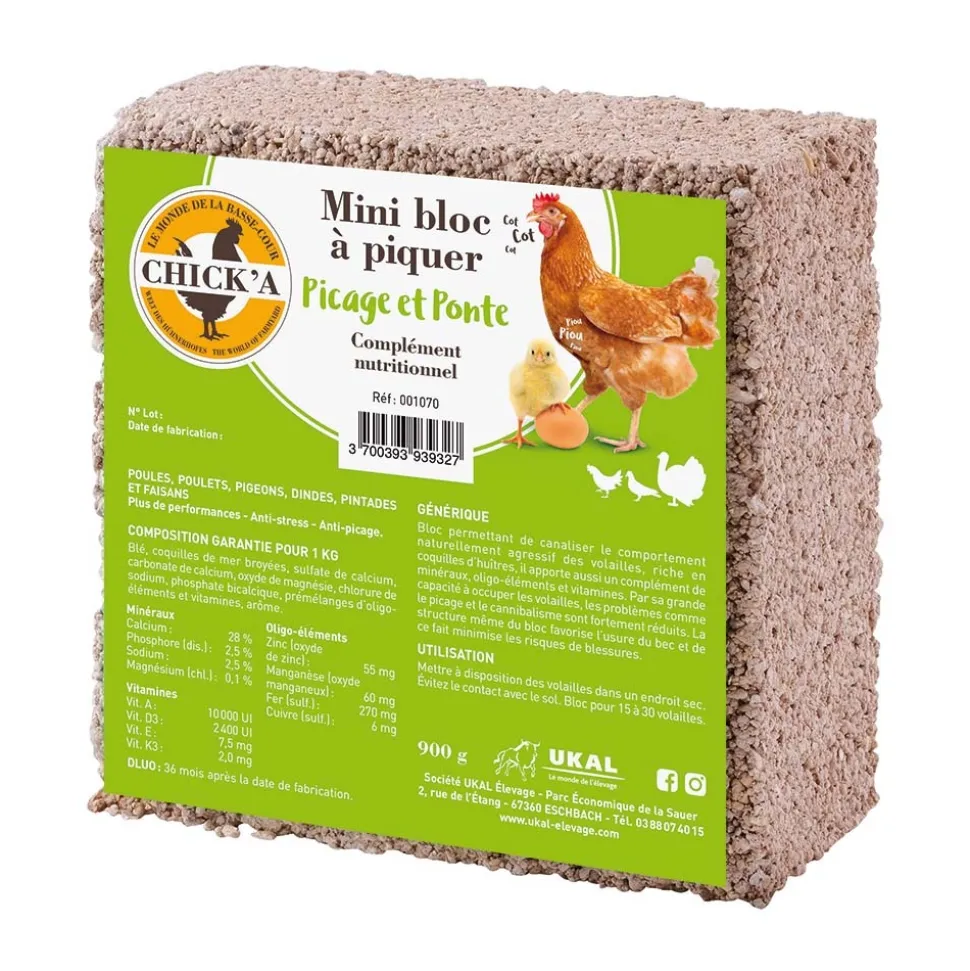 CHICK'A - Mini-bloc à piquer pour volailles, pigeons