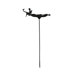 DÉCORATION D'AUTREFOIS - Abreuvoir oiseau ange sur pied fonte fonte marron - décoration d'autrefois