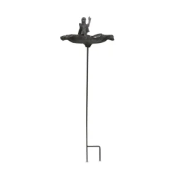 DÉCORATION D'AUTREFOIS - Abreuvoir oiseau ange sur pied fonte fonte marron - décoration d'autrefois