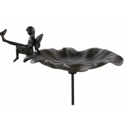 DÉCORATION D'AUTREFOIS - Abreuvoir oiseau ange sur pied fonte fonte marron - décoration d'autrefois
