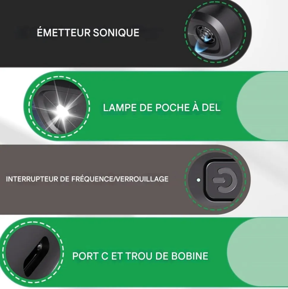 DOWNYPAWS - Aboiement pour chiens, dissuasion à ultrasons rechargeable avec indicateur led et fréquence réglable