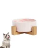 DOWNYPAWS - Bol surélevé en céramique et bois pour chat