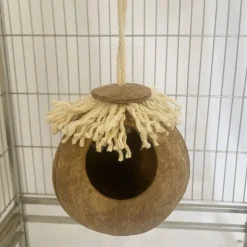 DOWNYPAWS - Boîte d'oiseau en coque de noix de coco pour la reproduction et la décoration type de cordon