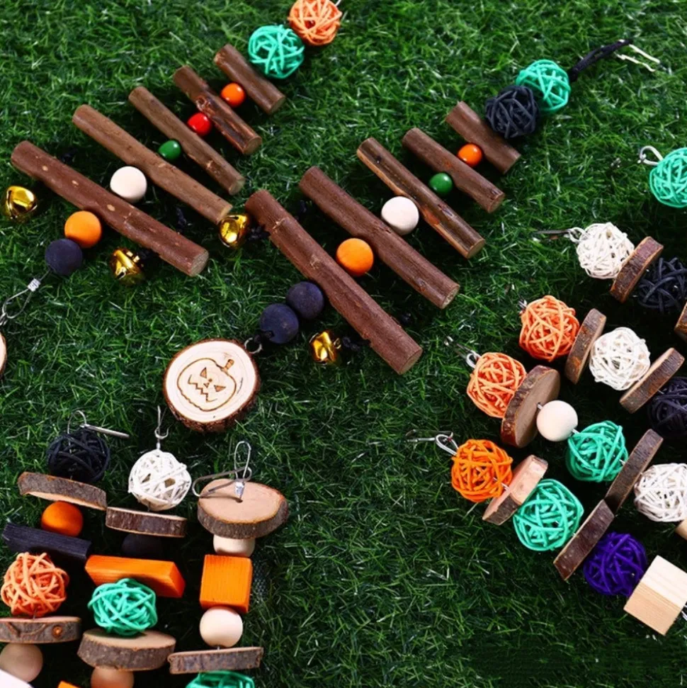 DOWNYPAWS - Boucles de perles en bois de pomme pour rongeurs type b