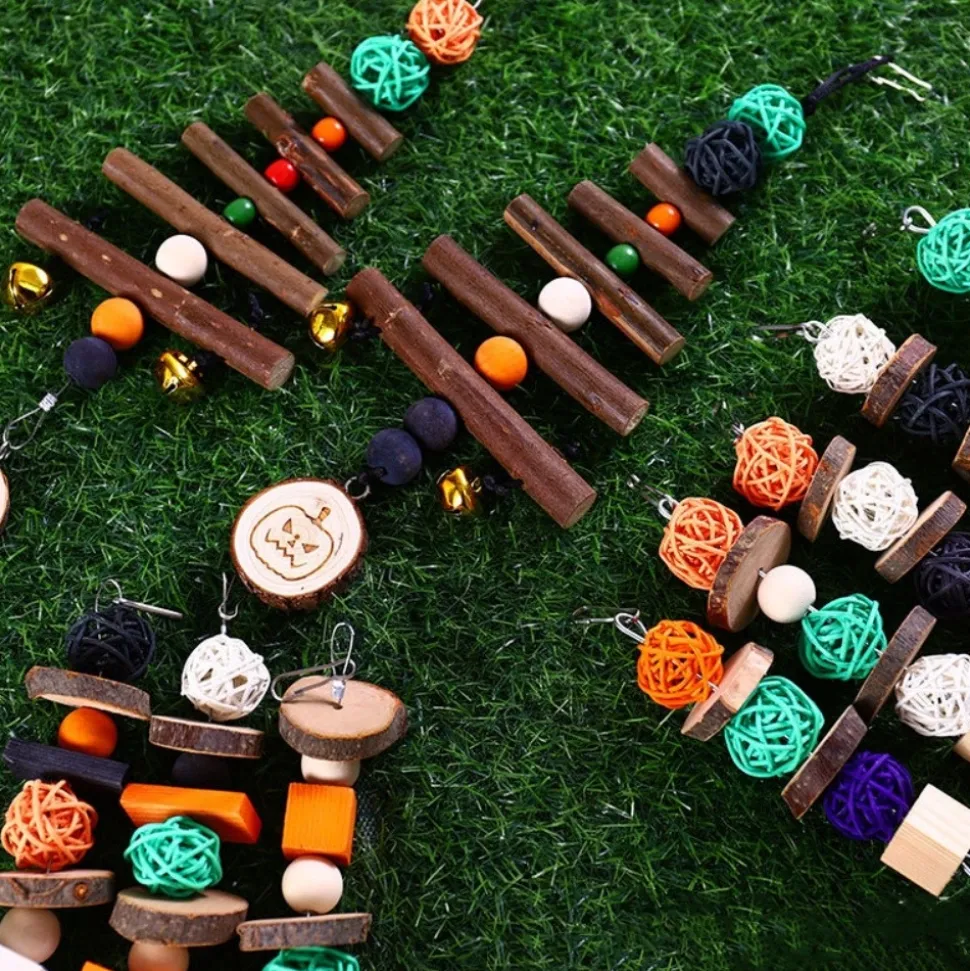 DOWNYPAWS - Boucles de perles en bois de pomme pour rongeurs type b