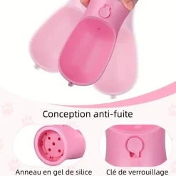 DOWNYPAWS - Bouteille d'eau portable pour chat et chien 550ml