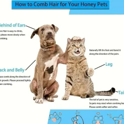 DOWNYPAWS - Brosse autonettoyante en silicone bleu, épilation en une seule touche pour chats et chiens