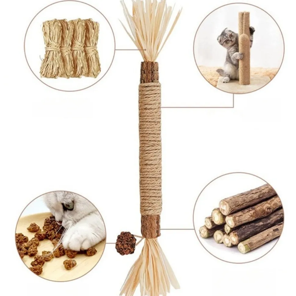 DOWNYPAWS - Bâtonnets herbe à chat 6 pièces 22cm-bâton de dentition pour chat-bon pour la santé dentaire