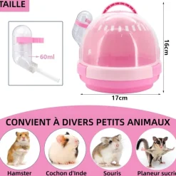 DOWNYPAWS - Cage de transport - plastique avec bouteille d'eau pour petits animaux