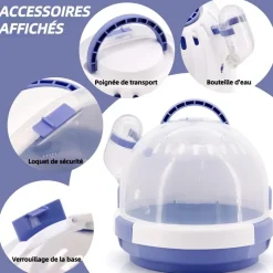DOWNYPAWS - Cage de transport - plastique avec bouteille d'eau pour petits animaux