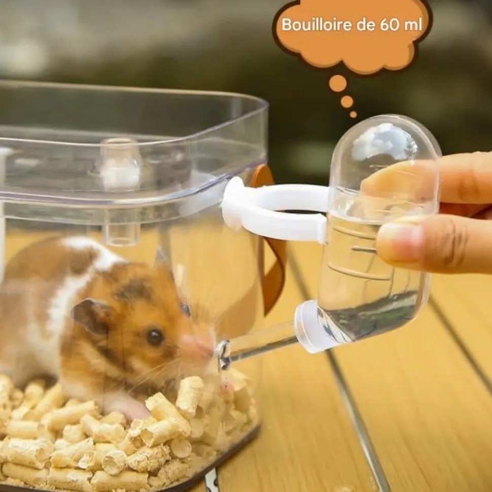 DOWNYPAWS - Cage de transport - portable avec bouteille d'eau transparente