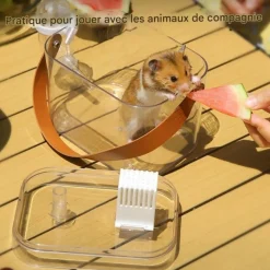DOWNYPAWS - Cage de transport - portable avec bouteille d'eau transparente