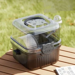 DOWNYPAWS - Cage de transport - translucide avec bouteille d'eau, portable