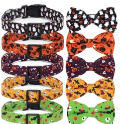 DOWNYPAWS - Collier pour chien d'halloween avec motifs de citrouille, fantôme et chauve - souris taille m : 2,0*50cm noir