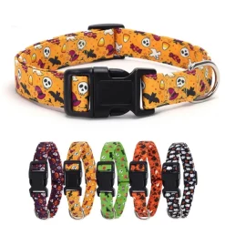 DOWNYPAWS - Collier pour chien d'halloween avec motifs de citrouille, fantôme et chauve - souris xl : 2,5*70cm jaune