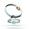 DOWNYPAWS - Collier traqueur gps pour chats et chiens - en cuir synthétique bleu m