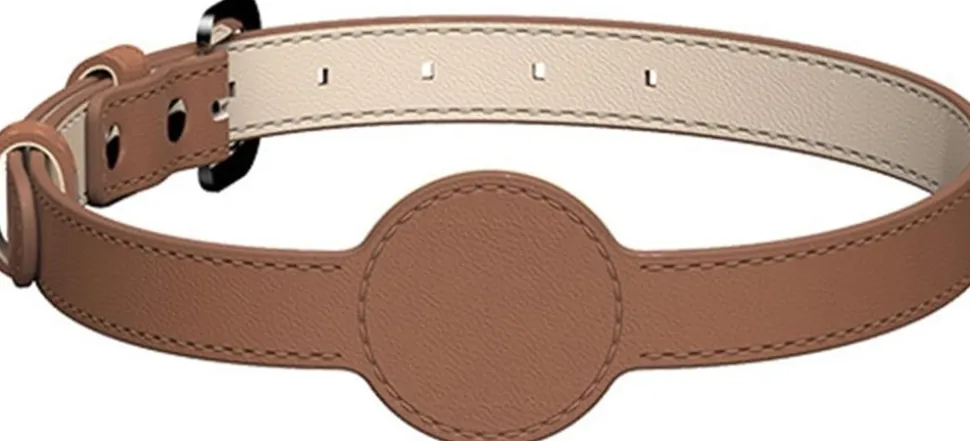 DOWNYPAWS - Collier traqueur gps pour chats et chiens - en cuir synthétique marron m