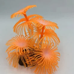 DOWNYPAWS - Décoration en corail doux simulé en silicone écologique pour aquarium orange