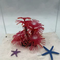 DOWNYPAWS - Décoration en corail doux simulé en silicone écologique pour aquarium rouge vif