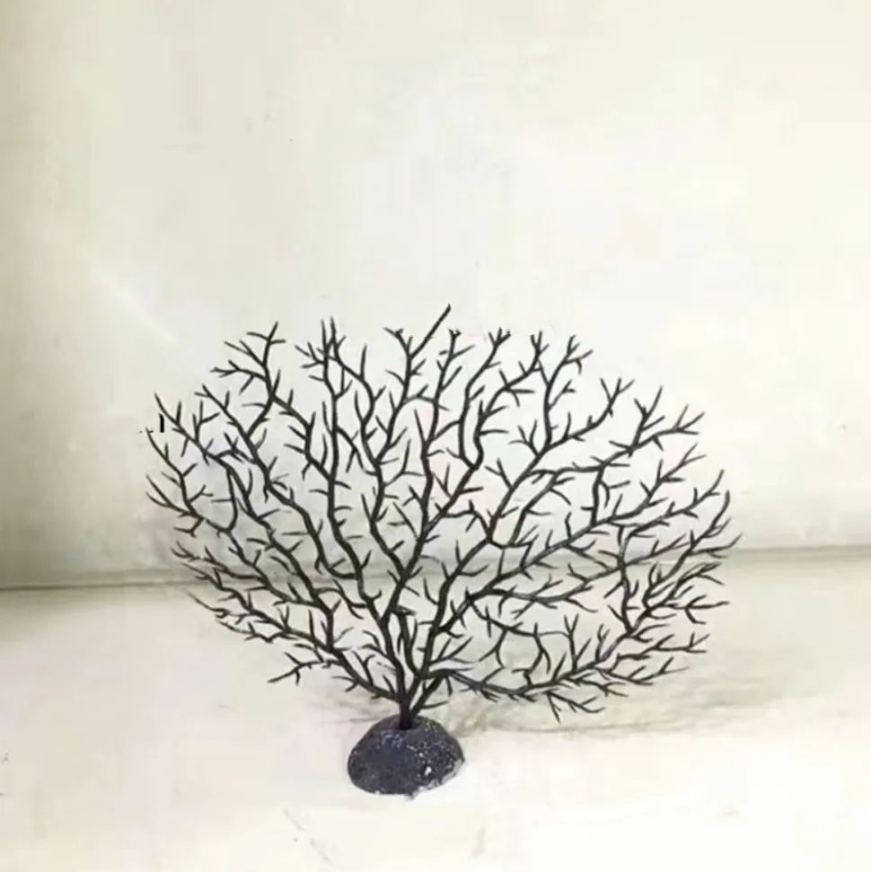 DOWNYPAWS - Décoration en corail et micro-plantes pour aquarium noir