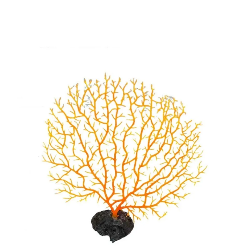 DOWNYPAWS - Décoration en corail et micro-plantes pour aquarium orange