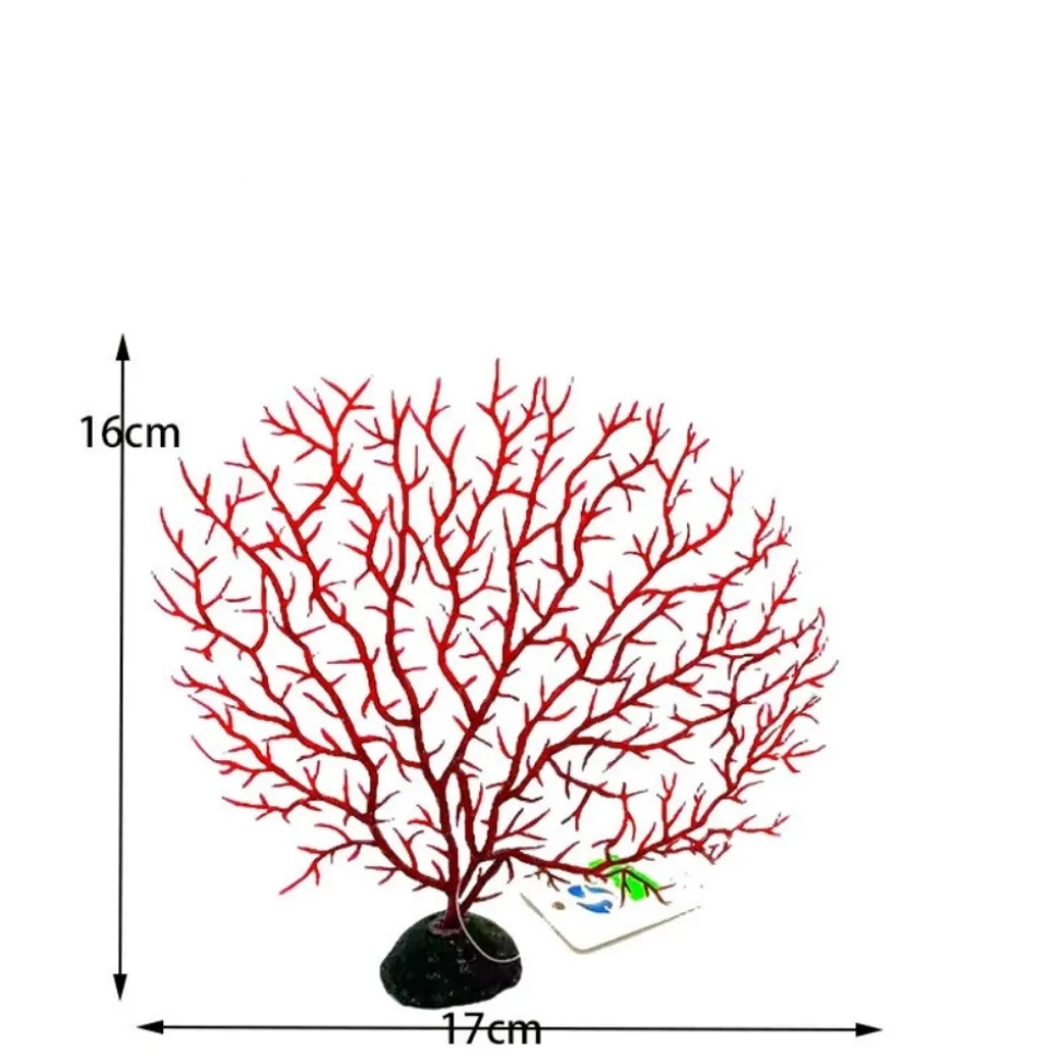 DOWNYPAWS - Décoration en corail et micro-plantes pour aquarium rouge