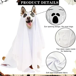DOWNYPAWS - Déguisement de chien fantôme d'halloween - blanc - 125*72cm - taille grande