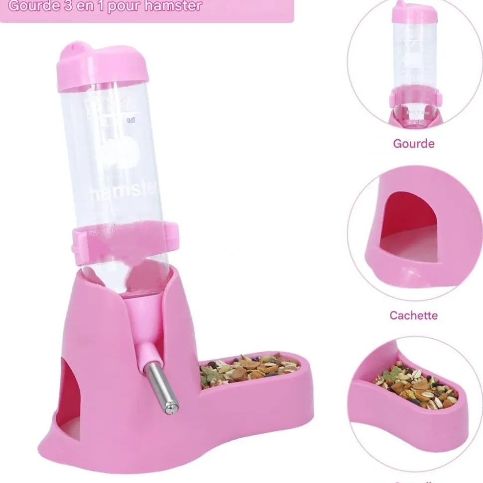 DOWNYPAWS - Distributeur automatique d'eau - 3 en 1 avec socle pour petits animaux