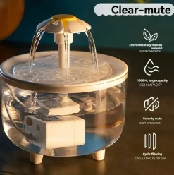 DOWNYPAWS - Distributeur d'eau en circulation pour chats: filtre automatique flux d'eau en direct - fournitures pour animaux de compagnie