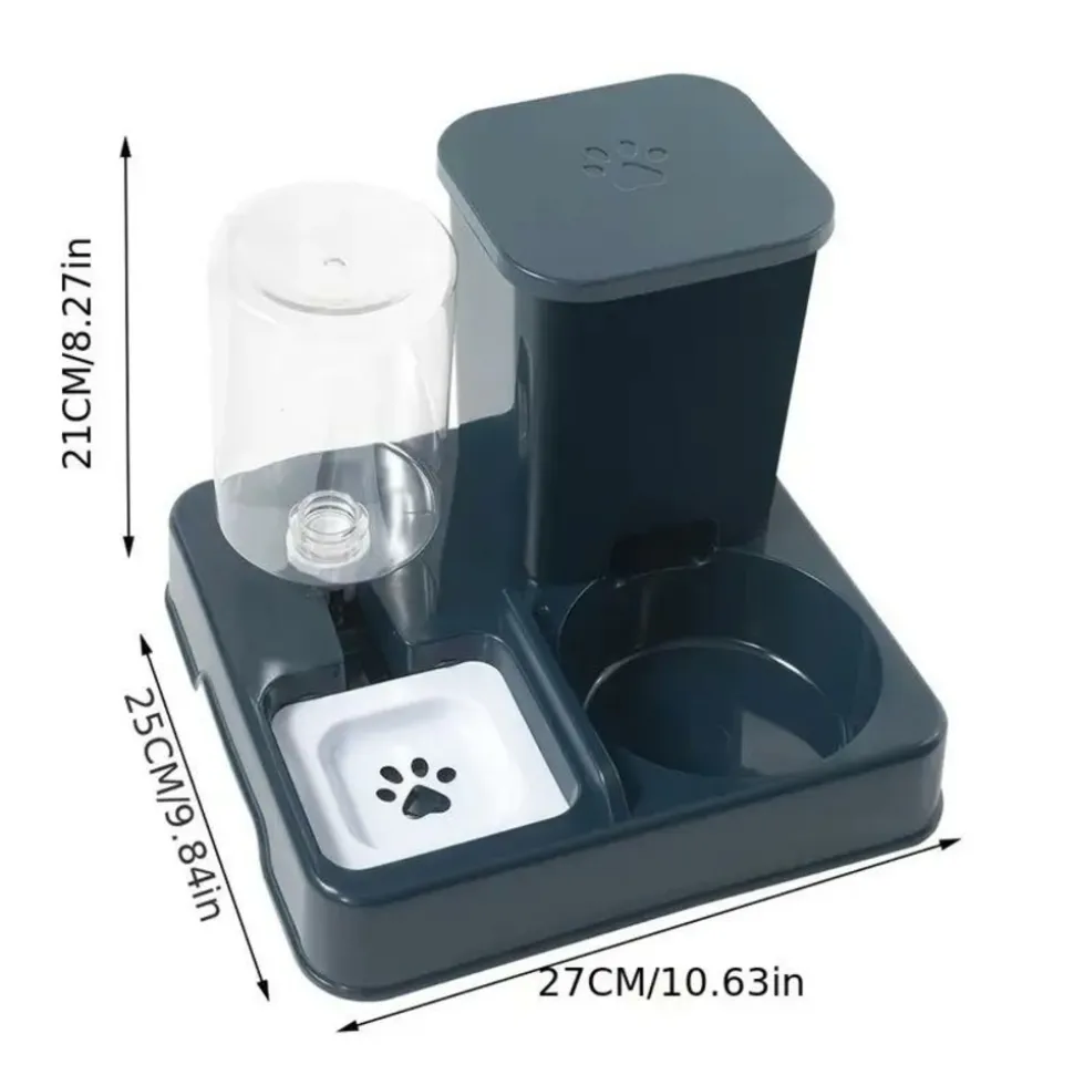 DOWNYPAWS - Ensemble Distributeur De Nourriture Et Fontaine à Eau 2 En 1 Pour Animaux De Compagnie