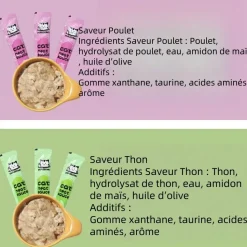 DOWNYPAWS - Friandises pour chats, saveur de saumon 20 paquets*14g, riches en oméga 3 et 6, avec taurine et vitamine e