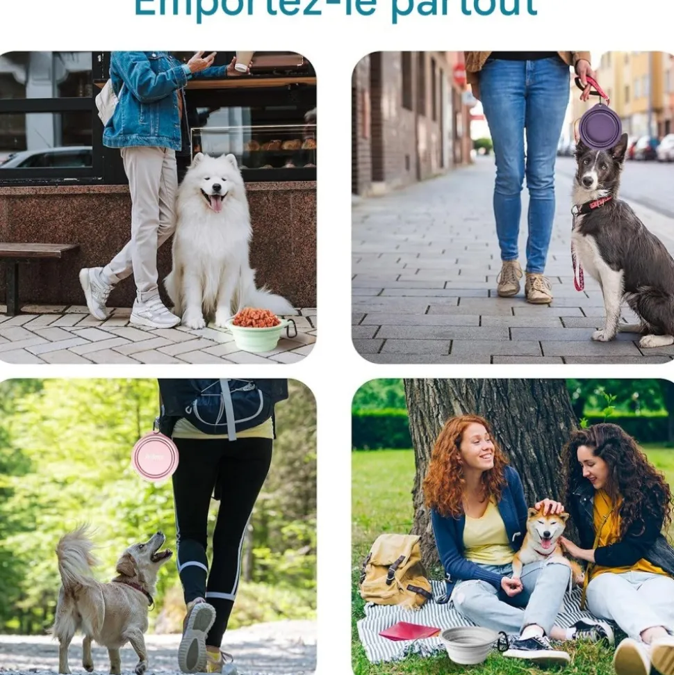 DOWNYPAWS - Gamelle pliable pour chien 2 pièces