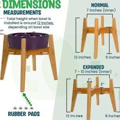 DOWNYPAWS - Gamelle surélevée réglable en bambou pour chien