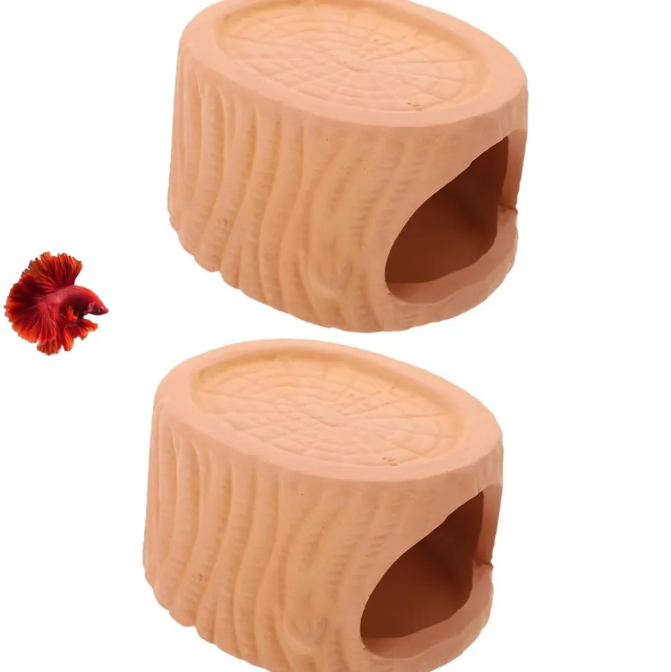 DOWNYPAWS - 2 grottes en céramique - décoration et cachette aquarium