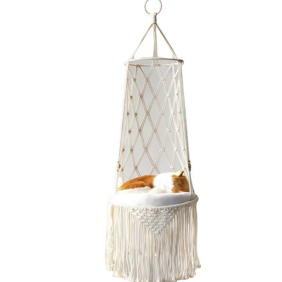 DOWNYPAWS - Hamac pour chat - balançoire suspendue tissée à la main pour petits et grands chats d'intérieur
