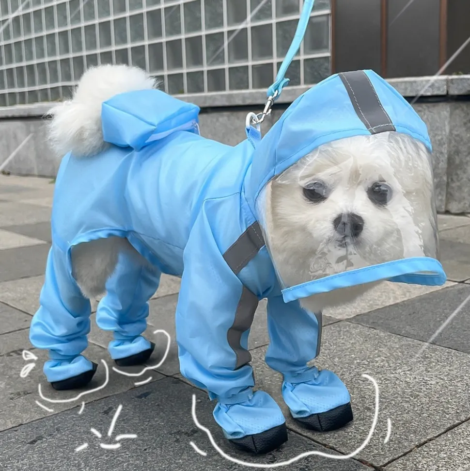 DOWNYPAWS - Imperméable pour chien- avec sac de rangement-taille m : longueur du dos : 32 cm