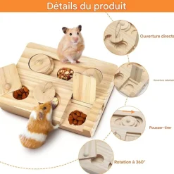 DOWNYPAWS - Jouet de recherche de nourriture - en bois pour cochons d'inde et hamsters
