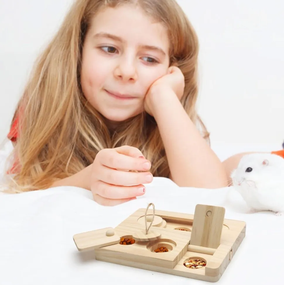 DOWNYPAWS - Jouet de recherche de nourriture - en bois pour cochons d'inde et hamsters