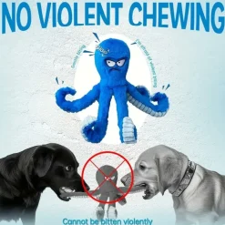 DOWNYPAWS - Jouet En Peluche Blue Octopus Pour Chien - Idéal Pour Nettoyage Dentaire Des Chiens De Taille Moyenne Et Grande
