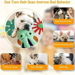 DOWNYPAWS - Jouet En Peluche En Forme De Pieuvre Pour Chien - Résistant Aux Morsures, Couineur Et Nettoyage Dentaire