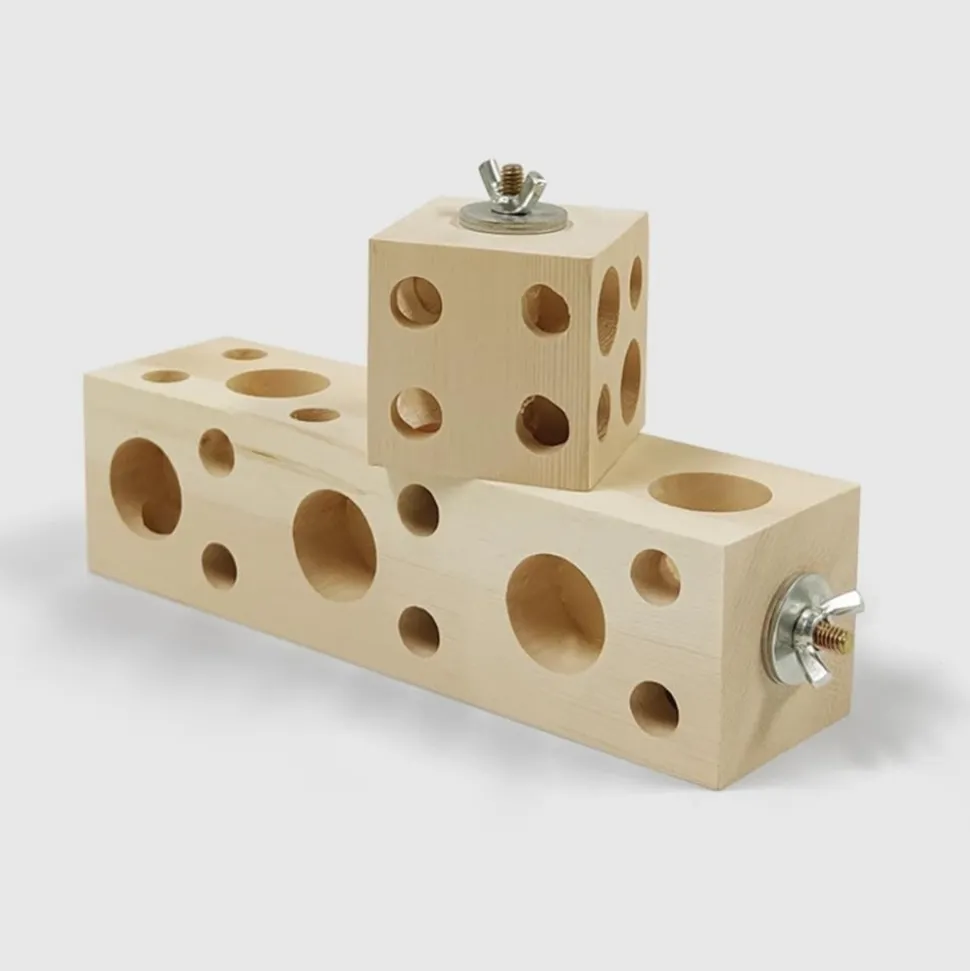 DOWNYPAWS - Jouet à mâcher - en bois de pin, avec trous, durable