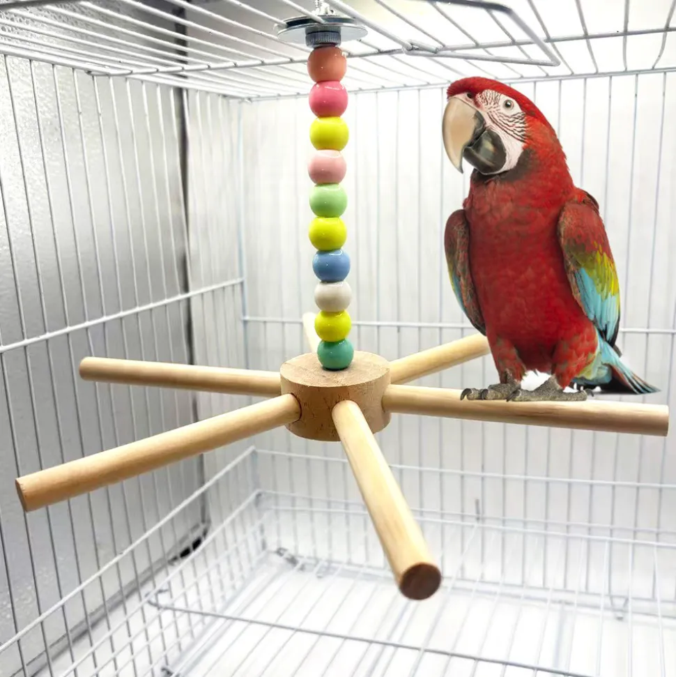 DOWNYPAWS - Jouet perchoir rotatif pour oiseaux