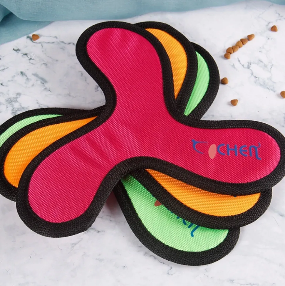 DOWNYPAWS - Jouets pour chiens-frisbee pour chien boomerang 2 articles-jaune + rouge