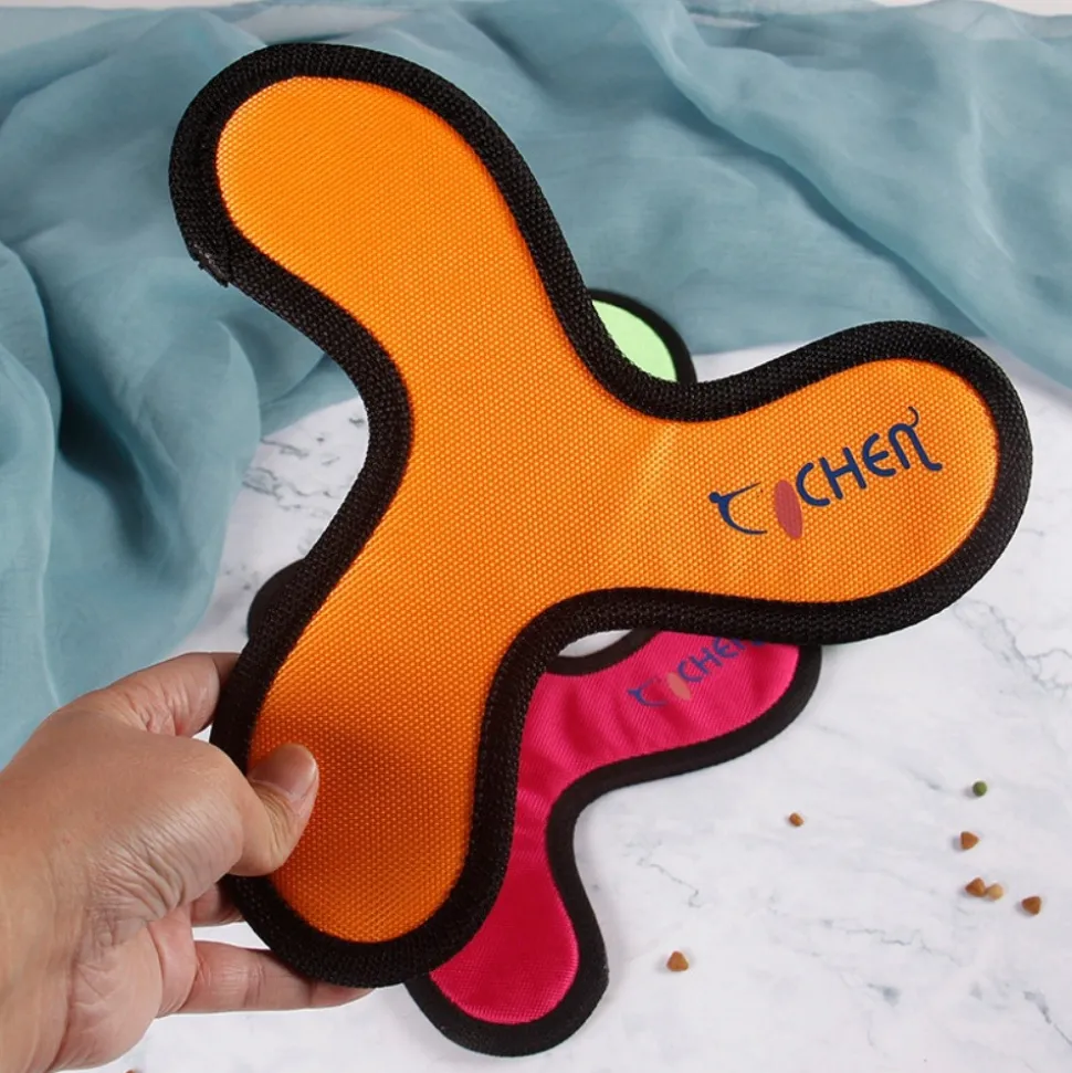 DOWNYPAWS - Jouets pour chiens-frisbee pour chien boomerang 2 articles-jaune + rouge