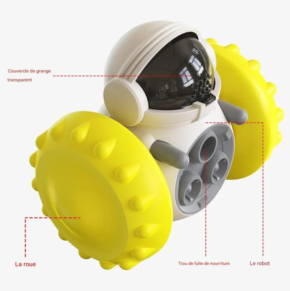 DOWNYPAWS - Jouets pour chiens-fuite de nourriture-forme de roue de gobelet jaune