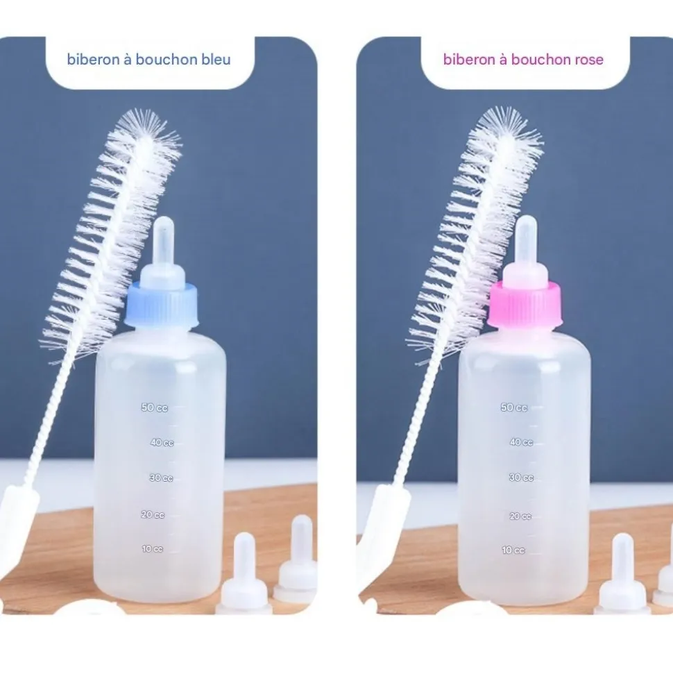 DOWNYPAWS - Kit biberon pour chat mangeoire 2 pièces avec tétines