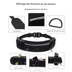 DOWNYPAWS - Laisse pour chien mains libres-courant - gris-avec sac de rangement