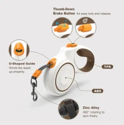 DOWNYPAWS - Laisse rétractable en nylon robuste de 5 mètres pour chiens de toutes tailles