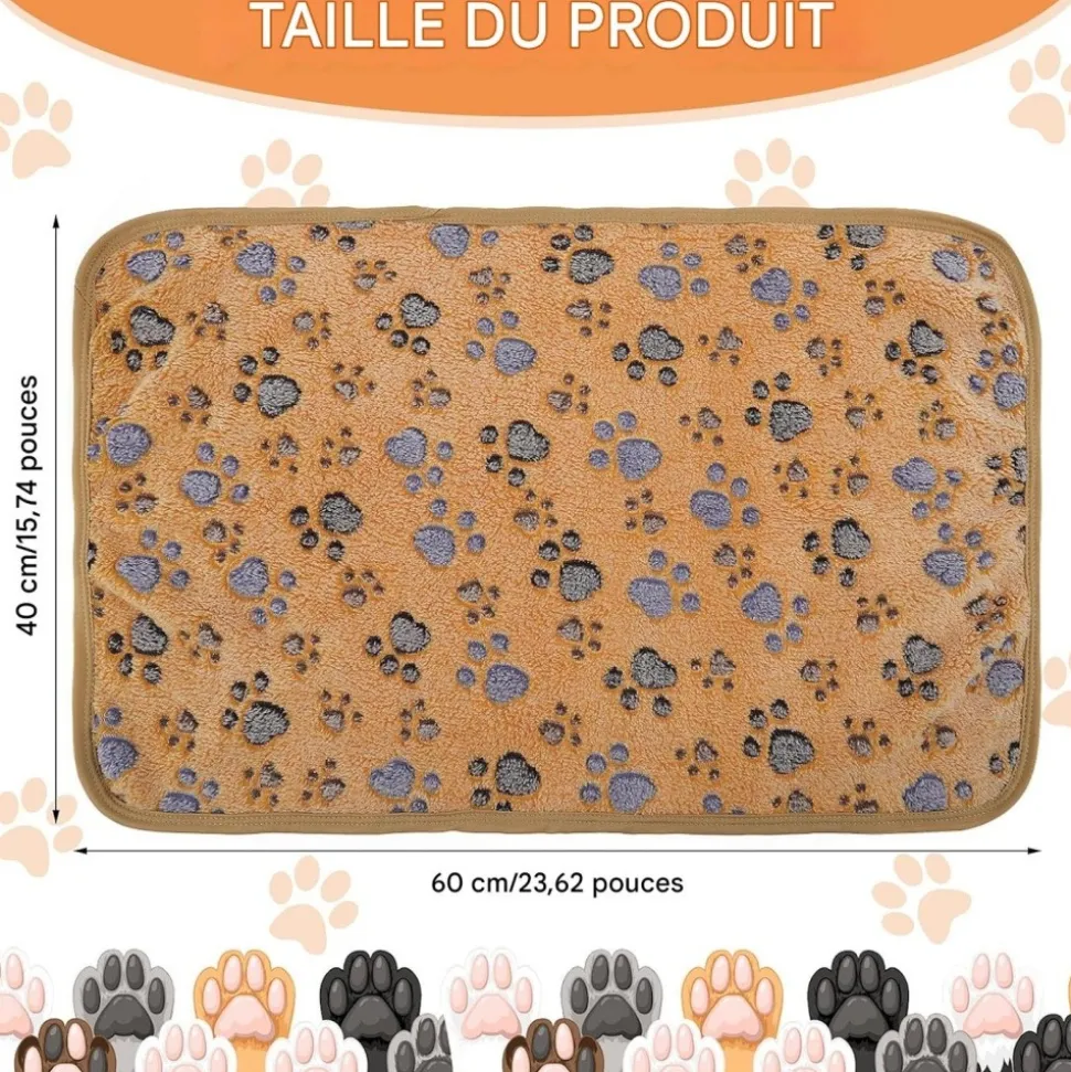 DOWNYPAWS - Lot de 2 couverture pour chats et chiens-beige + marron - taille s 40*60cm
